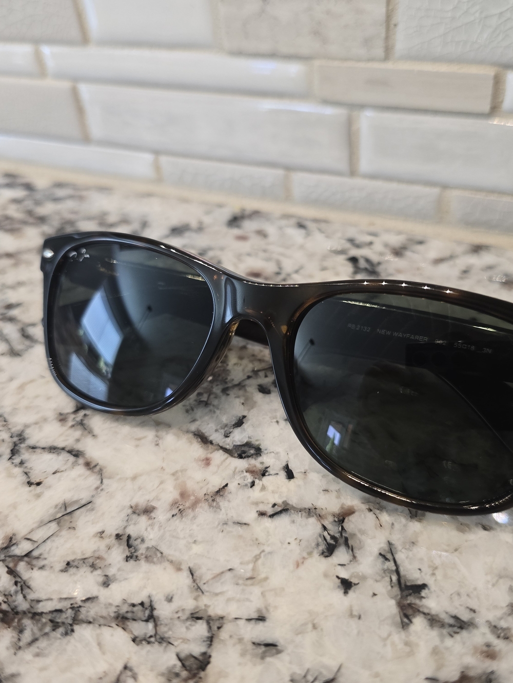 Ray-Ban Brown Tortoise Wayfarer Sunglasses with Green Tint